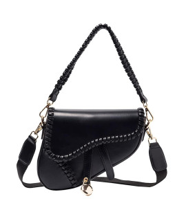 Purfanree Women Trendy Saddle Shoulder Bag Clutch Purse Underarm Handbag Satchel Handbag Crossbody Bag
