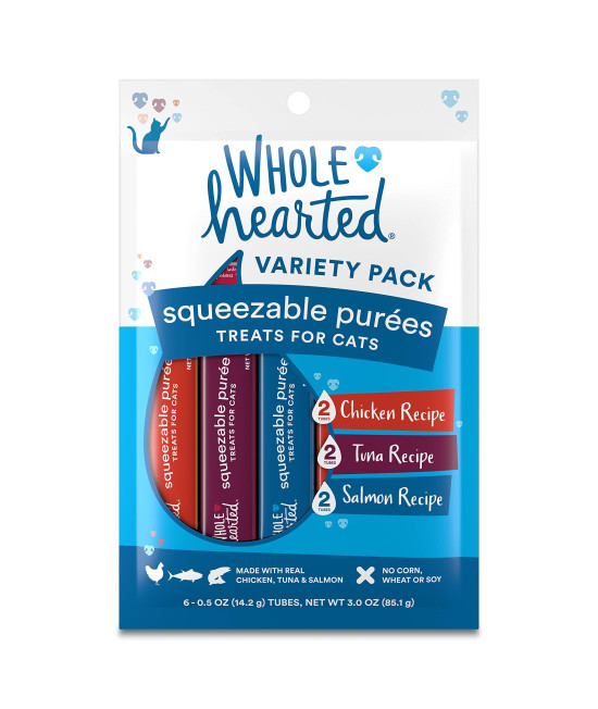 Petco Brand - Whole Hearted Squeezable Puree cat Treat Variety Pack, 05 oz, count of 6