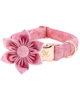 Elegant Little Tail Pink Girl Dog Collar For Female Dogs, Pet Collar Adjustable Dog Collars With Flower Gift For Small Dogs And Cats