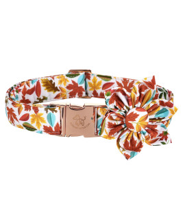 Elegant Little Tail Flower Dog Collar For Female Or Male Dogs, Fall Pet Collar Adjustable Dog Collars Gift For X-Small Dogs And Cats
