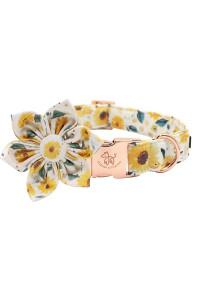 Elegant Little Tail Sunflower Girl Dog Collar For Female Dogs, Pet Collar Adjustable Dog Collars With Flower Gift For X-Small Dogs And Cats