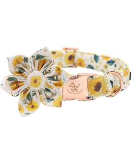 Elegant Little Tail Sunflower Girl Dog Collar For Female Dogs, Pet Collar Adjustable Dog Collars With Flower Gift For X-Small Dogs And Cats