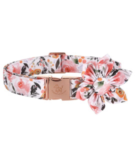 Elegant Little Tail Floral Girl Dog Collar For Female Dogs, Pet Collar Adjustable Dog Collars With Flower Gift For X-Small Dogs And Cats