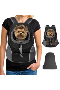 Yudodo Pet Dog Backpack Carrier Small Dog Front Carrier Pack Reflective Head Out Motorcycle Puppy Carrying Bag Backpack For Small Medium Dogs Cats Rabbits Outdoor Travel Hiking Cycling (M,Black)