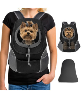 Yudodo Pet Dog Backpack Carrier Small Dog Front Carrier Pack Reflective Head Out Motorcycle Puppy Carrying Bag Backpack For Small Medium Dogs Cats Rabbits Outdoor Travel Hiking Cycling (M,Black)