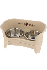 Neater Feeder Express for Medium to Large Dogs - Mess Proof Pet Feeder with Stainless Steel Food & Water Bowls - Drip Proof, Non-Tip, and Non-Slip - Almond