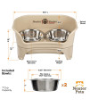 Neater Feeder Express for Medium to Large Dogs - Mess Proof Pet Feeder with Stainless Steel Food & Water Bowls - Drip Proof, Non-Tip, and Non-Slip - Almond