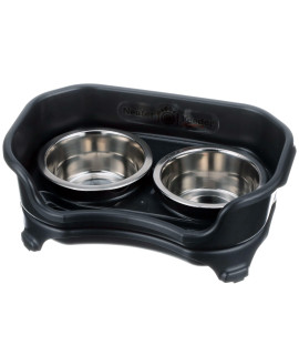 Neater Feeder Express for Small Dogs - Mess Proof Pet Feeder with Stainless Steel Food & Water Bowls - Drip Proof, Non-Tip, and Non-Slip - Midnight Black