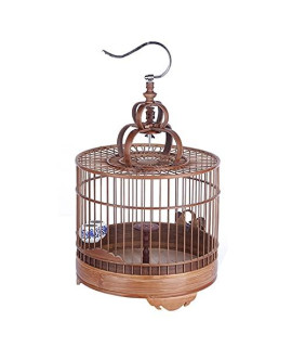 Yzf Round Bird Cage Purple Bamboo Polished Lark Cage Parrot Cagewith Accessories And Revolving Feeders Durable For All Kinds Of Small Birds To Live