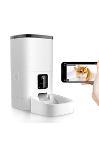 XiaZ 7L Automatic Cat Feeder, WiFi Smart Pet Feeder with HD 1080P Camera for Voice and Video Recording, Auto Dog Feeder Work with App and Programmable Timer Scheduled Feeding, Battery Back-up System