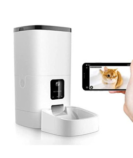 XiaZ 7L Automatic Cat Feeder, WiFi Smart Pet Feeder with HD 1080P Camera for Voice and Video Recording, Auto Dog Feeder Work with App and Programmable Timer Scheduled Feeding, Battery Back-up System