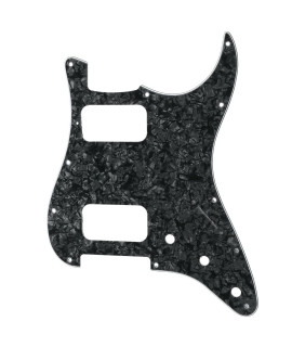 Musiclily Pro 11 Holes Round Corner Hh Strat Pickguard 2 Humbuckers For Americanmexican Fender Standard Stratocaster Electric Guitar, 4Ply Black Pearl