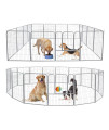 Dkenicor Dog Playpen, 4/8/16 Panels Pet Pen, Portable Dog Fence with Door, Foldable Metal Dog and Pet Exercise Playpen for Outdoor, Indoor, Yard, RV, Camping(16 Panels, 40
