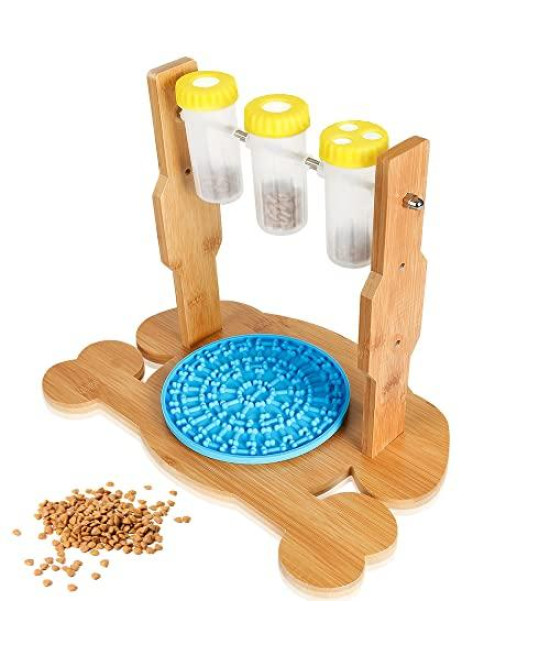 Dog Puzzle Feeder Toys, Interactive Dog Treat Toy for IQ Training, Pet Anxiety Relief Toy with Lick Mat, Slow Dispenser Feeder Adjustable Height for Small to Large Dog