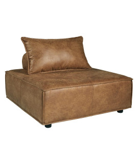 Signature Design by Ashley Bales Modern Faux Leather Accent Chair or Pet Bed, Chestnut Brown