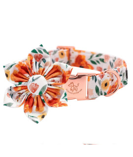 Elegant Little Tail Floral Girl Dog Collar For Female Dogs, Pet Collar Adjustable Dog Collars With Flower Gift For X-Large Dogs