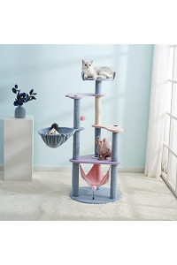 YUADFHS 50in Multi-Level Cat Tree Tower Condo with Scratching Posts,Plush Perch and Hammock,Kitty,for Indoor Cats