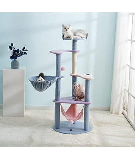 YUADFHS 50in Multi-Level Cat Tree Tower Condo with Scratching Posts,Plush Perch and Hammock,Kitty,for Indoor Cats
