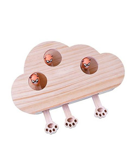 Comeone Cat Interactive Wooden Toys Whack A Mole Game Cat Punch For Indoor Play Box Puzzle Hunt Toy Funny Kitten Safe Catnip Teaser Fun Box Paws Scratcher.