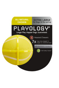 Playology Squeaky chew Ball Dog Toy, for Extra Large Dogs (50lbs and Up) - for Heaviest chewers - Engaging All-Natural chicken Scented Toy - Non-Toxic Materials