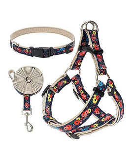 Magust Pull-Free Dog Harness and Leash Set with Collar-Adjustable Dog Harness, Suitable for Small and Medium-Sized Dogs (S-L) (Large)