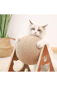 YIBAIYI Cat Scratching Post Cat Scratcher Toy, Sisal Cat Scratching Ball, Solid Wood Cat Scratcher Toy, Durable Cat Scratcher for Cats and Kittens Playing (Large)