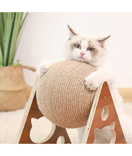 YIBAIYI Cat Scratching Post Cat Scratcher Toy, Sisal Cat Scratching Ball, Solid Wood Cat Scratcher Toy, Durable Cat Scratcher for Cats and Kittens Playing (Large)