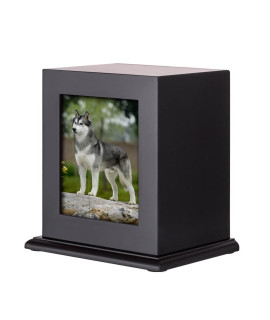NEWDREAM: pet cremation urns,Pet Photo Urn, pet Urns, Box for Dog Ashes, Pet Ashes Photo Box,Ash Box for Dogs, Wood Keepsake Memorial Urns(Black Large)