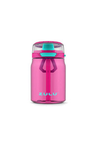 Zulu Kids Flex 16oz Tritan Plastic Water Bottle with Silicone Spout, Leak-Proof Locking Flip Lid and Soft Touch carry Loop,PinkMint,239-0198-016-6