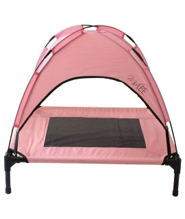 Midlee Pink Dog Cot with Canopy (Small)- 18 x 24