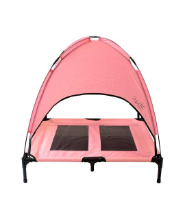 Midlee Pink Dog Cot Bed with Canopy (Large)- 30" x 36"