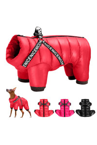 Didog Winter Small Dog Coats,Waterproof Jackets With Harness D Rings,Warm Zip Up Cold Weather Coats For Puppy Cats Walking Hiking,Red,Chest: 17