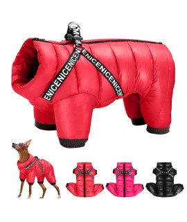 Didog Winter Small Dog Coats,Waterproof Jackets With Harness D Rings,Warm Zip Up Cold Weather Coats For Puppy Cats Walking Hiking,Red,Chest: 17