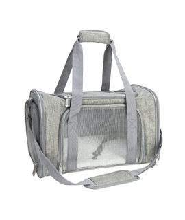 NextFri Soft Sided Carrier for Small Medium Cats Dogs ,Removable Pad Collapsible Travel Pet Carrier Large Grey