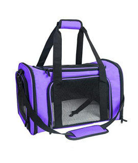 NextFri Soft Sided Carrier for Small Medium Cats Dogs ,Removable Pad Collapsible Travel Pet Carrier Large Purple