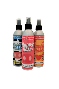Happy Nose! Natural Plant-Based Air Freshener, Odor Neutralizer Spray for Home, Work, Pets, Vehicle, Smoke, Sports Equipment (Variety Pack, 1 Pack)