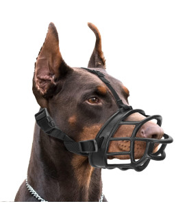 Dog Muzzles, Nobleza Breathable Adjustable Drinkable Humane Dog Basket Muzzle For Biting Chewing Grooming, Padded Soft Durable Dog Mouth Guard For Medium Large Dogs, Available In 3 Sizes, Black