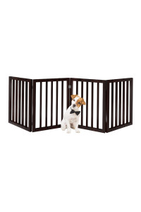 PETMAKER Pet Gate - Dog Gate for Doorways, Stairs or House - Freestanding, Folding, Accordion Style, MDF Wooden Indoor Dog Fence (4 Panel, Brown)