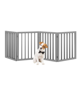 PETMAKER Pet Gate - Dog Gate for Doorways, Stairs or House - Freestanding, Folding, Accordion Style, MDF Wooden Indoor Dog Fence (4 Panel, Gray)