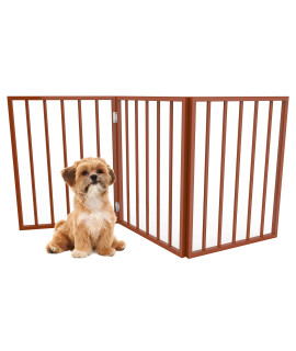 PETMAKER Pet Gate - Dog Gate for Doorways, Stairs or House - Freestanding, Folding, Accordion Style, Wooden Indoor Dog Fence (24-Inch, Mahogany)