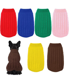 6 Pieces Dog Sweaters Pet Sweater Knitted Dog Sweaters For Small Dogs Medium Dogs Puppy Dogs Turtleneck Classic Pet Sweater Dog Winter Clothes For Girls Boys Dog Cat (Chic Color, X Small)