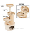 4-Tier Cat Tower - 3 Napping Perches, Cat Condo with Tunnel, Sisal Rope Scratching Post - Cat Tree for Indoor Cats or Multiple Pets PETMAKER (Tan)