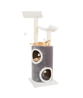 5-Tier Cat Tower - 2 Napping Perches, 2 Story Cat Condo, 2 Sisal Rope Scratching Posts, Hanging Toys - Cat Tree for Indoor Cats by PETMAKER (Gray)