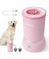 DOgNESS Automatic Dog Paw cleaner, Portable Dog Foot Washer, 2-in-1 Paw cleaner with Soft Silicone grooming Brush, One-Hand Operation, Dual-Speed cleaning, Design for Small & Medium Dog Breed (Pink)