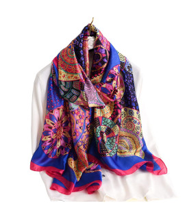 Myneiyi Fashion Scarves Scarf 100% Silk Feeling Scarf Silk Like Scarves Long Lightweight Sunscreen Shawls for Women