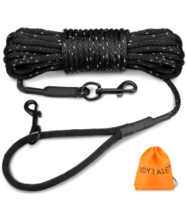 Joytale Long Dog Training Leash, 15 Ft Tie Out Rope Check Cord Dogs Leashes With Padded Handle, Reflective Recall Lead For Puppy And Small Dogs, Black