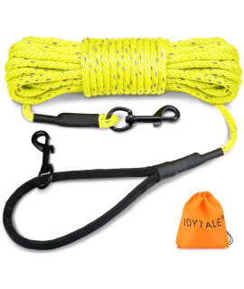 Joytale Long Dog Training Leash, 50 Ft Tie Out Rope Check Cord Dogs Leashes With Padded Handle, Reflective Recall Lead For Puppy And Small Dogs, Yellow