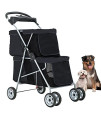 BestPet Pet Stroller for Cats/Dogs, Travel Camping 4 Wheels Lightweight Waterproof Folding Crate Stroller with Soft Pad, Easy Fold with Removable Liner, Storage Basket