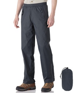 Outdoor Ventures Mens Rain Pants Waterproof Rain Overall Pants Windproof Packable Rain Outdoor Pants Grey