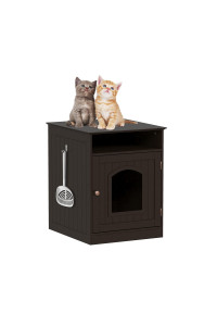 Spirich Home Cat Litter Box Enclosure, Hidden Litter Box Furniture Cabinet, Indoor Cat House Side Table, Large Pet Crate Nightstand, Kitty Litter Box Loo Washroom (Espresso)